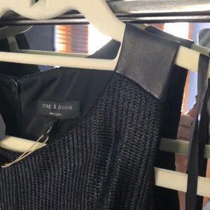 Shiny black rag and bone dress with leather accent